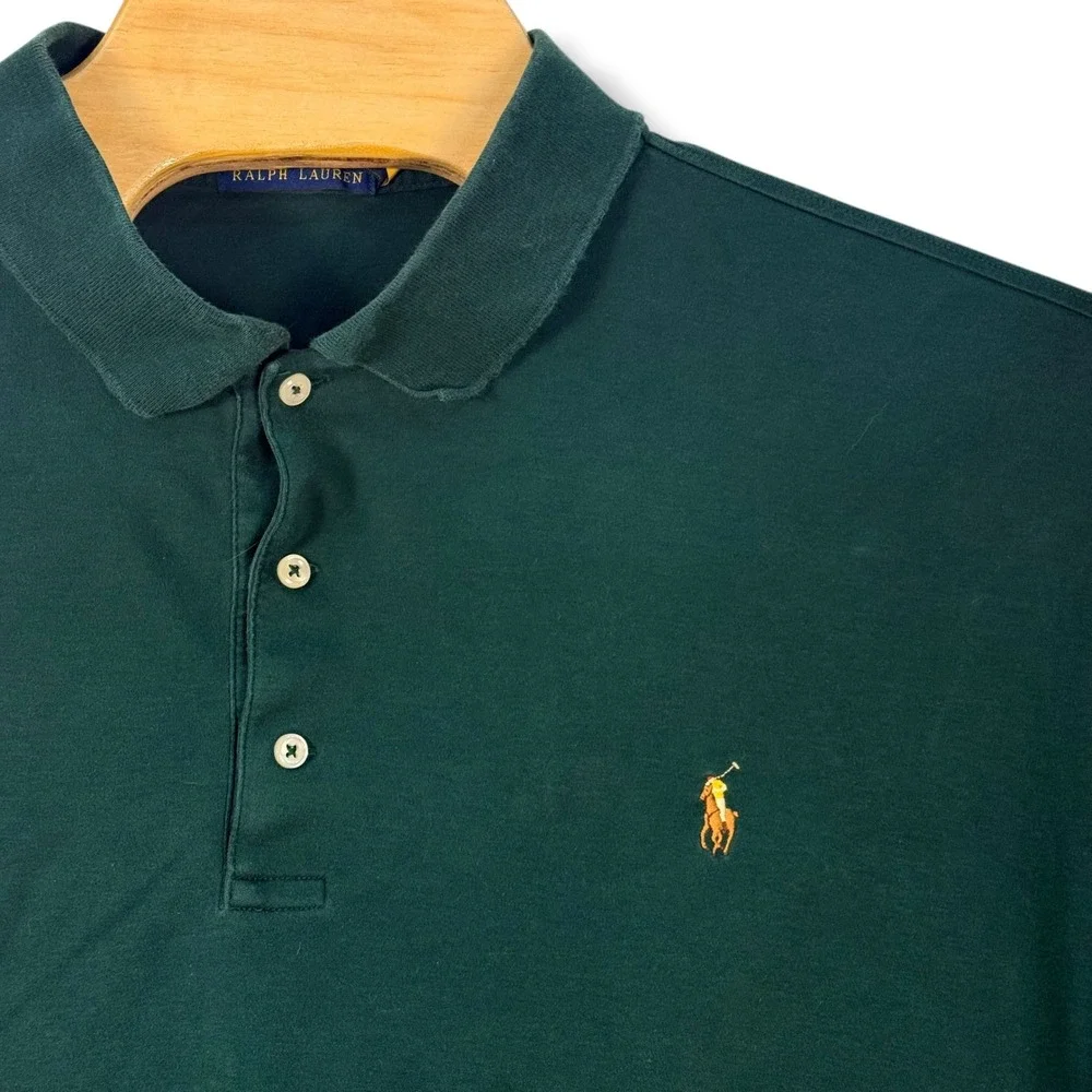 Polo Ralph Lauren Polo Shirt Men 2XB Green‎ Embroidered Flesh Pony Preppy Golf